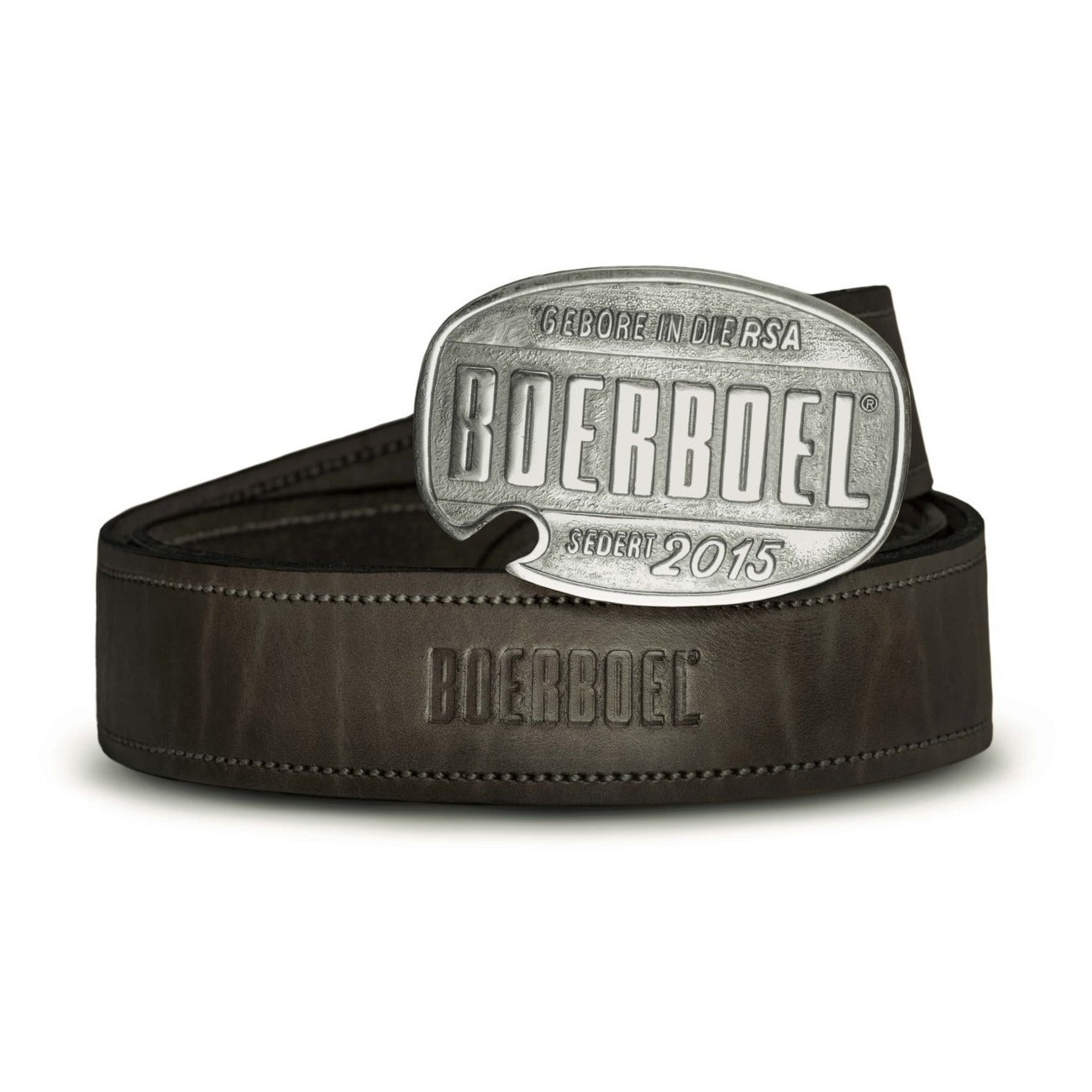 Black Leather Belt (Brass Buckle Silver) image 0