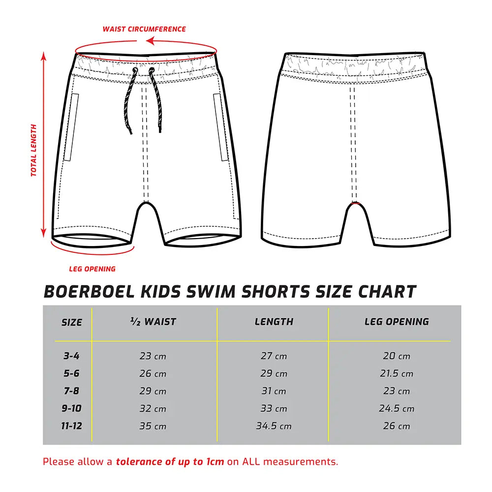 Kids Swim Shorts Size Chart
