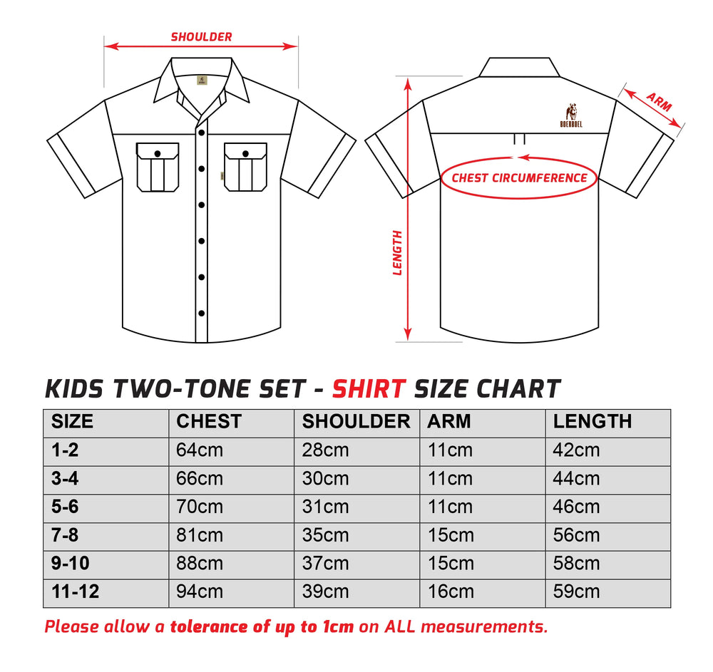 Kids Set Size Chart