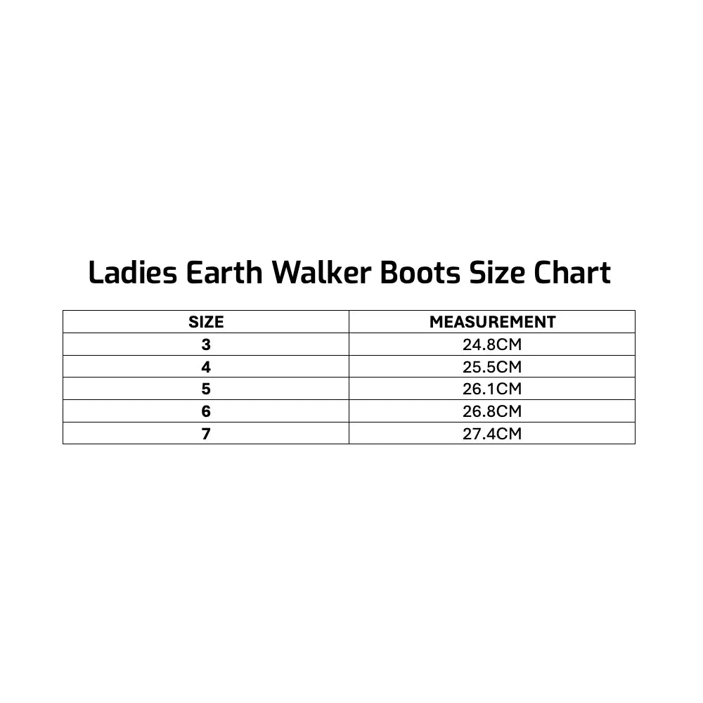 Ladies Earth Walker Boots Size Chart