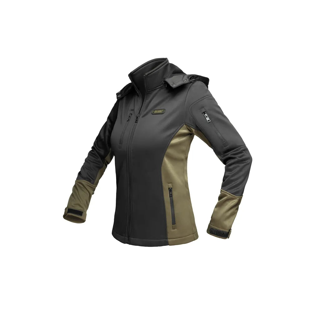 Ladies Soft Shell Jacket Black & Olive image 0