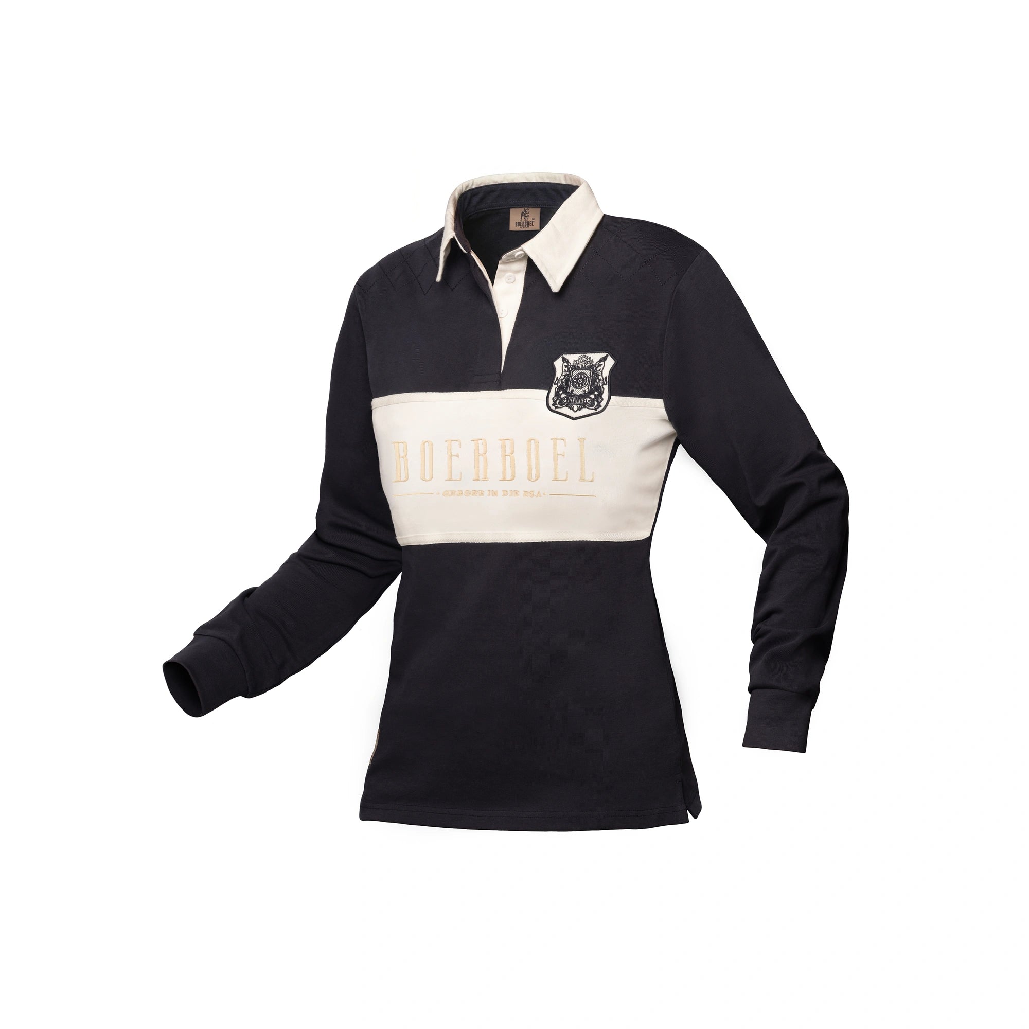 Ladies L/S Rugby Jersey - Navy & Stone