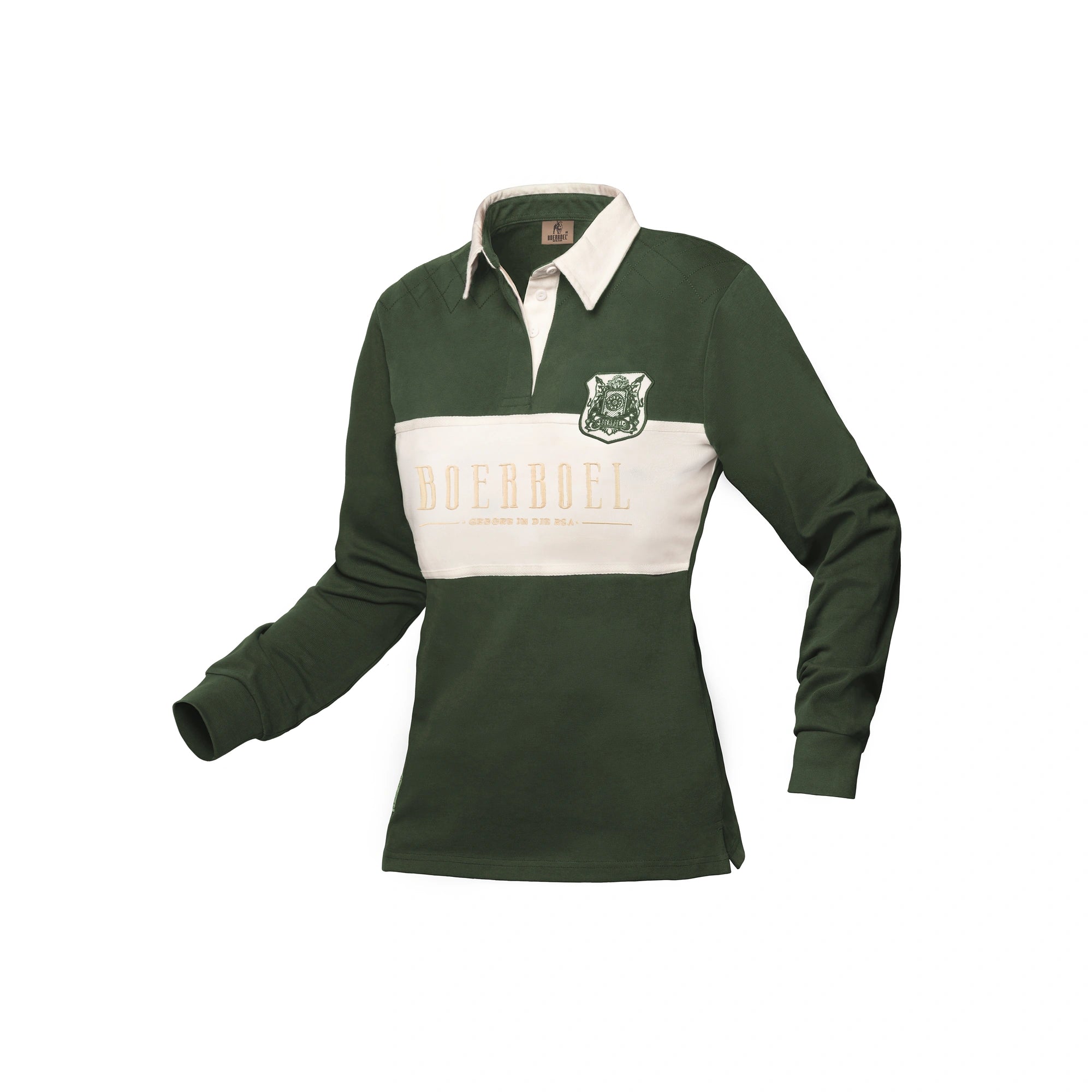Ladies L/S Rugby Jersey - Green & Stone