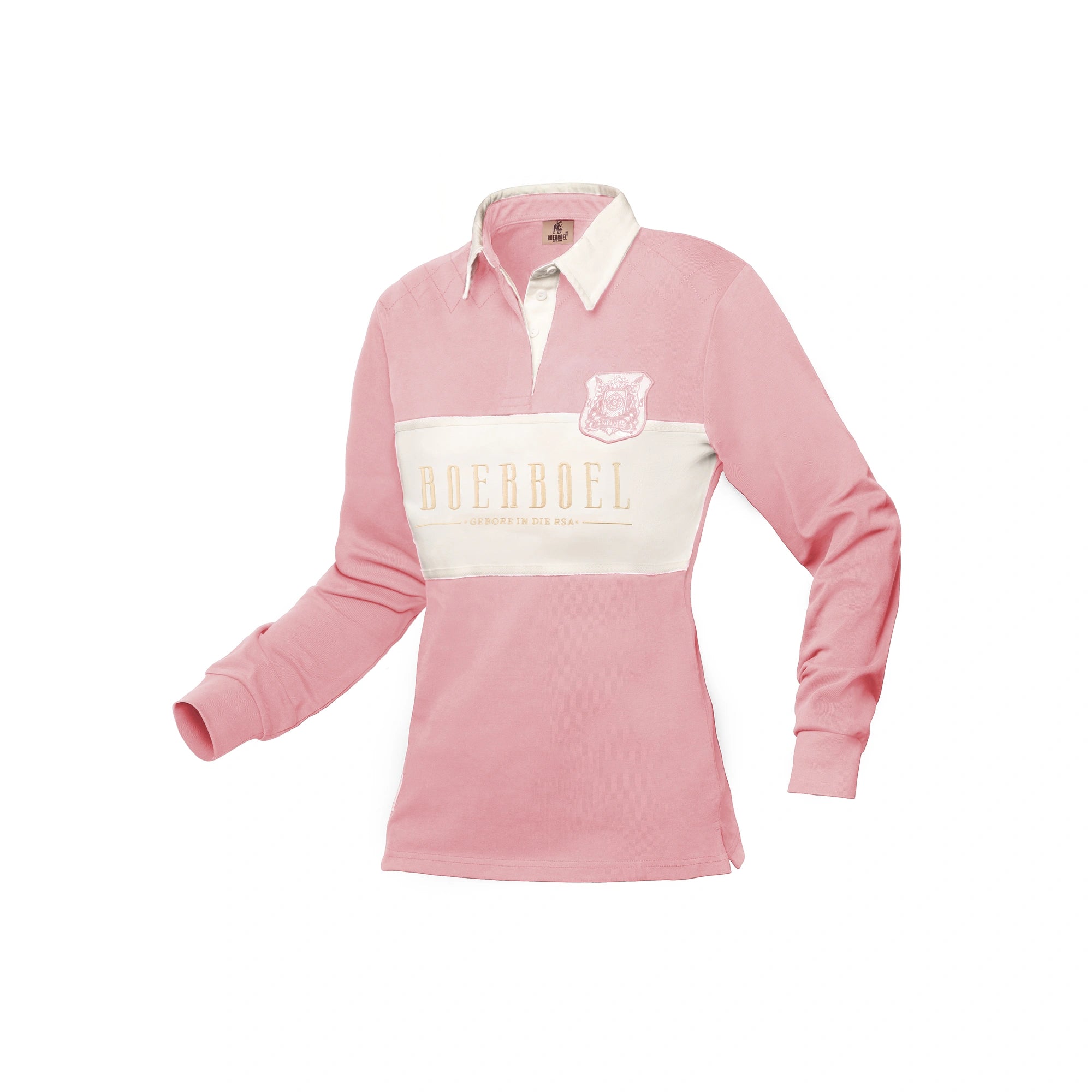 Ladies L/S Rugby Jersey - Pink & Stone