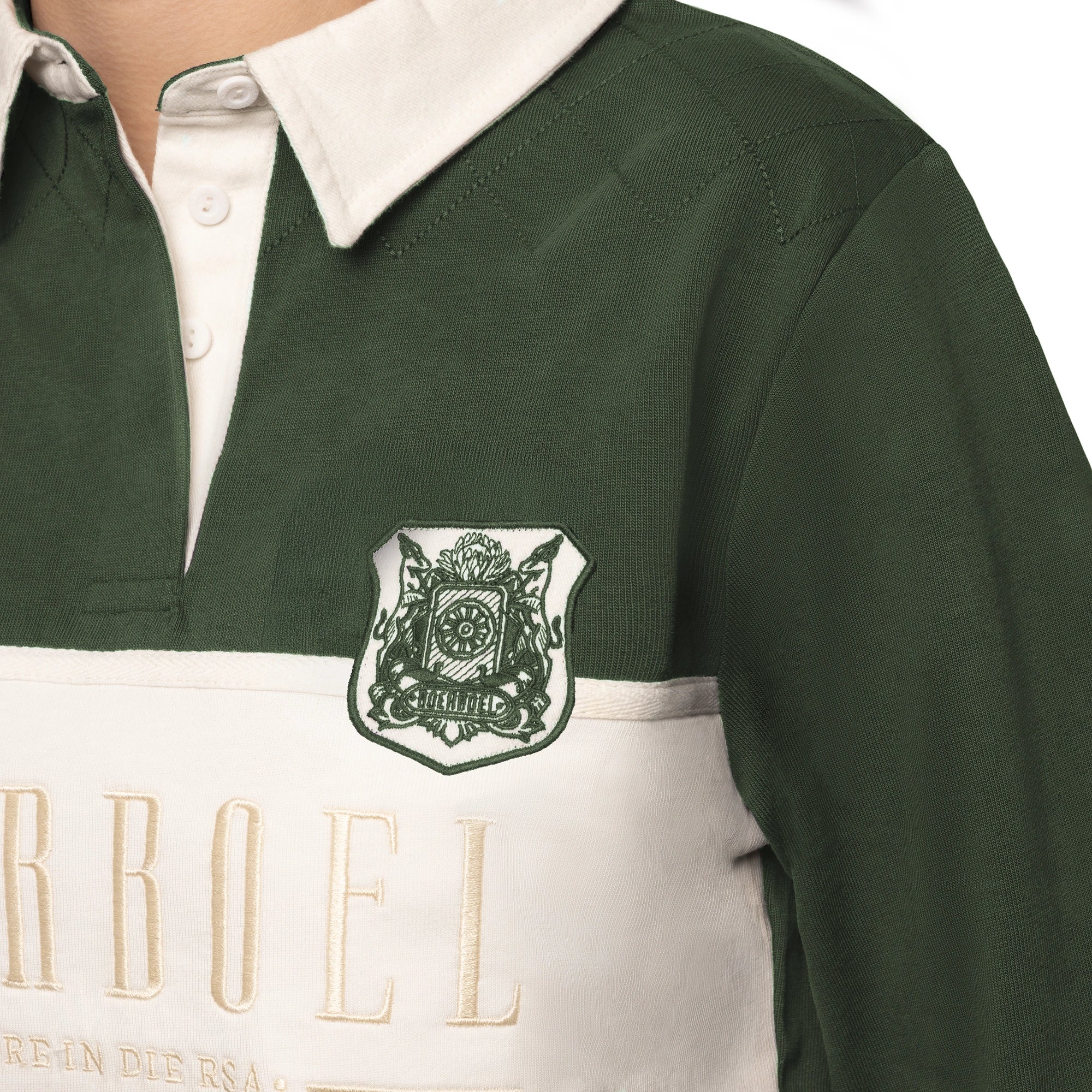 Ladies L/S Rugby Jersey - Green & Stone