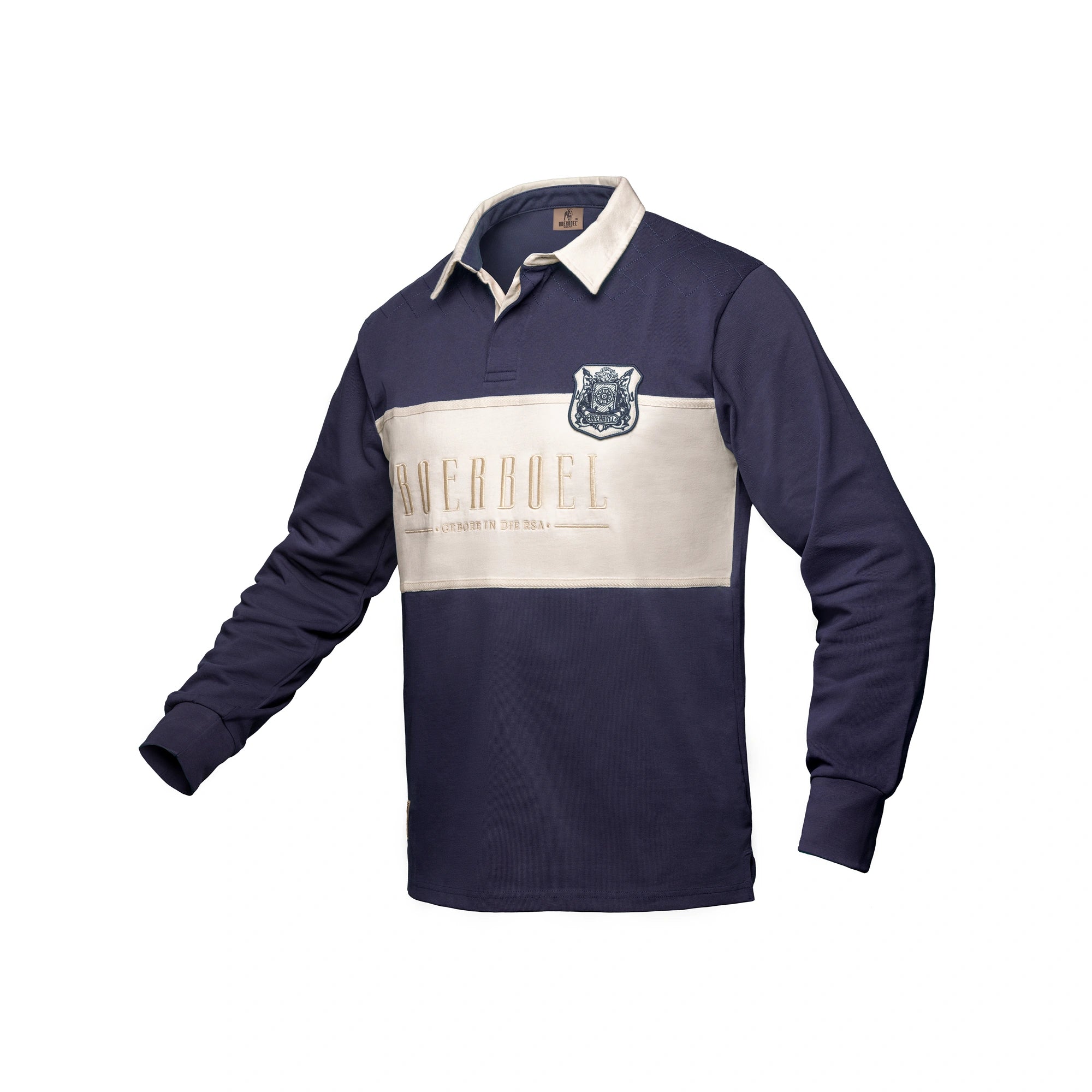 Men's L/S Rugby Jersey - Navy & Stone