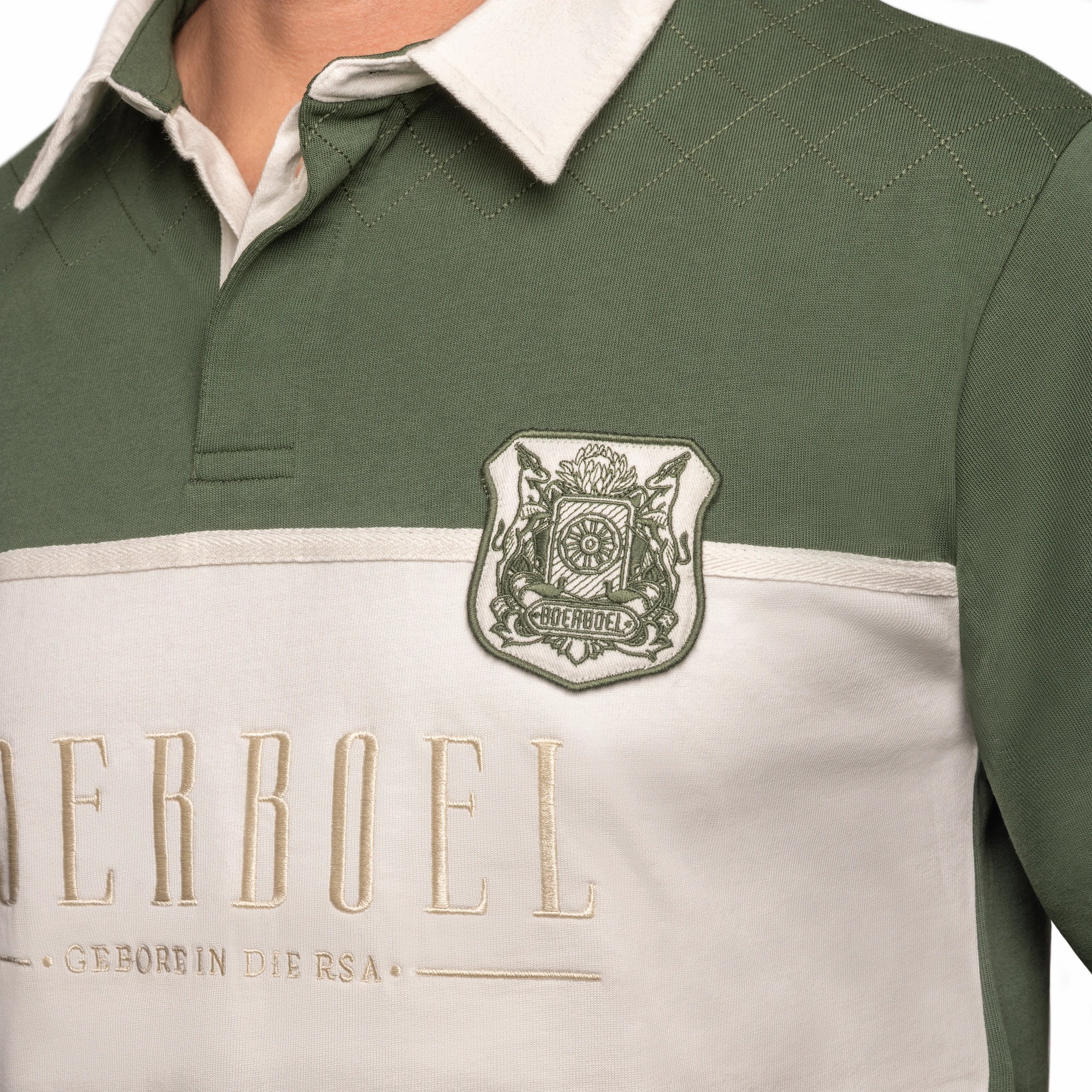 Men's L/S Rugby Jersey - Green & Stone