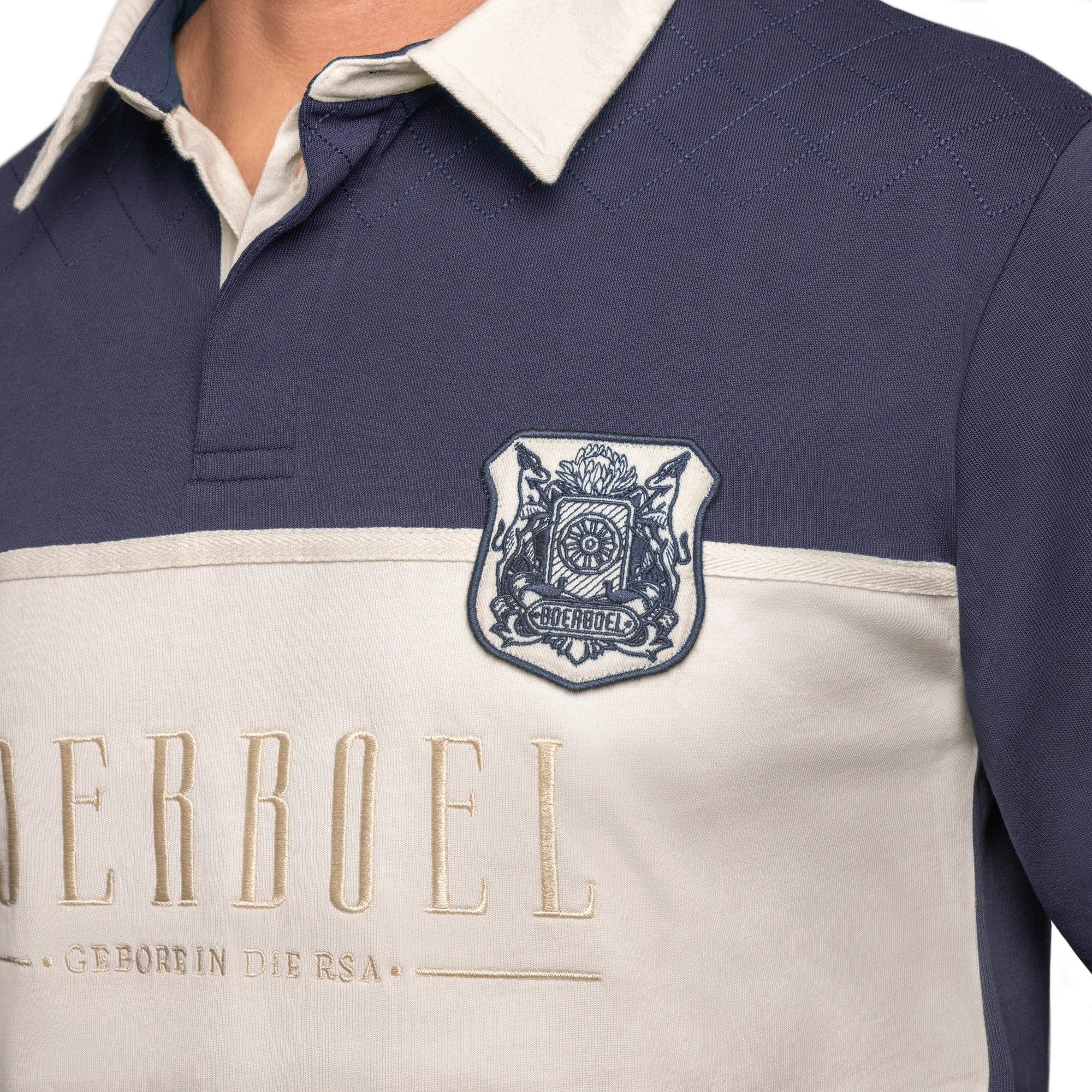 Men's L/S Rugby Jersey - Navy & Stone