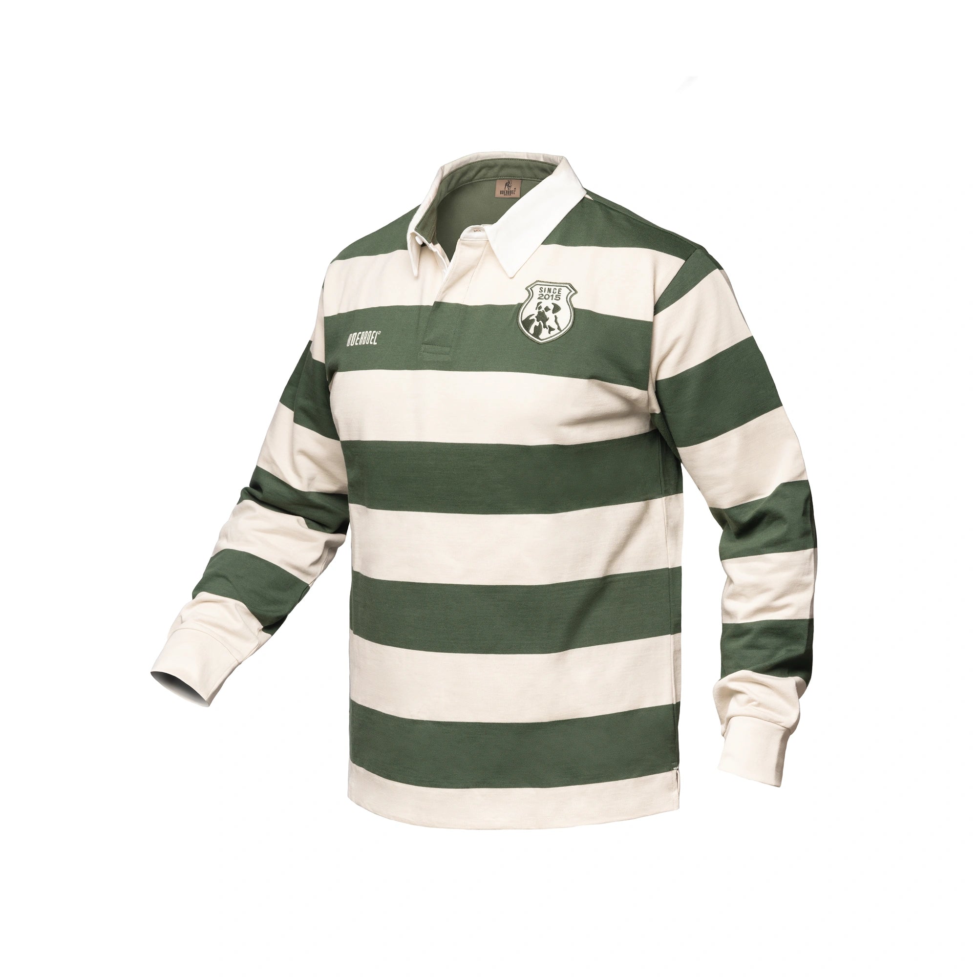 Men's L/S Rugby Jersey - Green & Stone Stripe