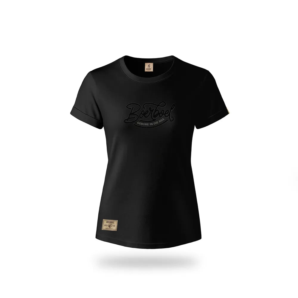 Ladies T-Shirt Flock Print Black "Boerboel" image 0