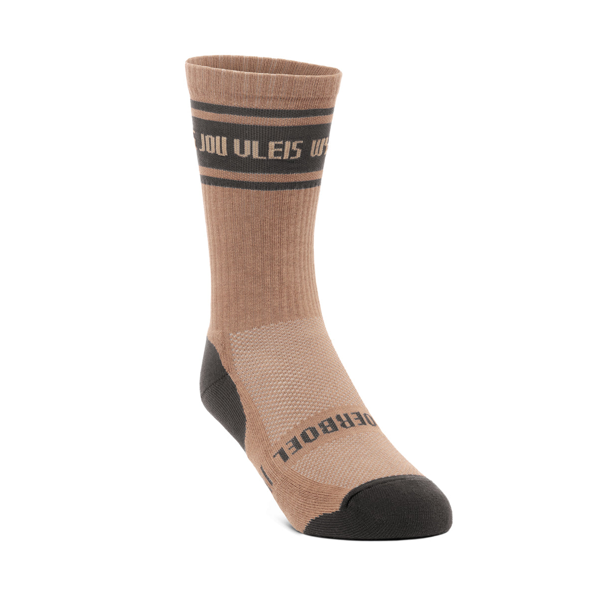 Ladies Long Outdoor Cotton Sock Khaki & Charcoal "Wys" image 0