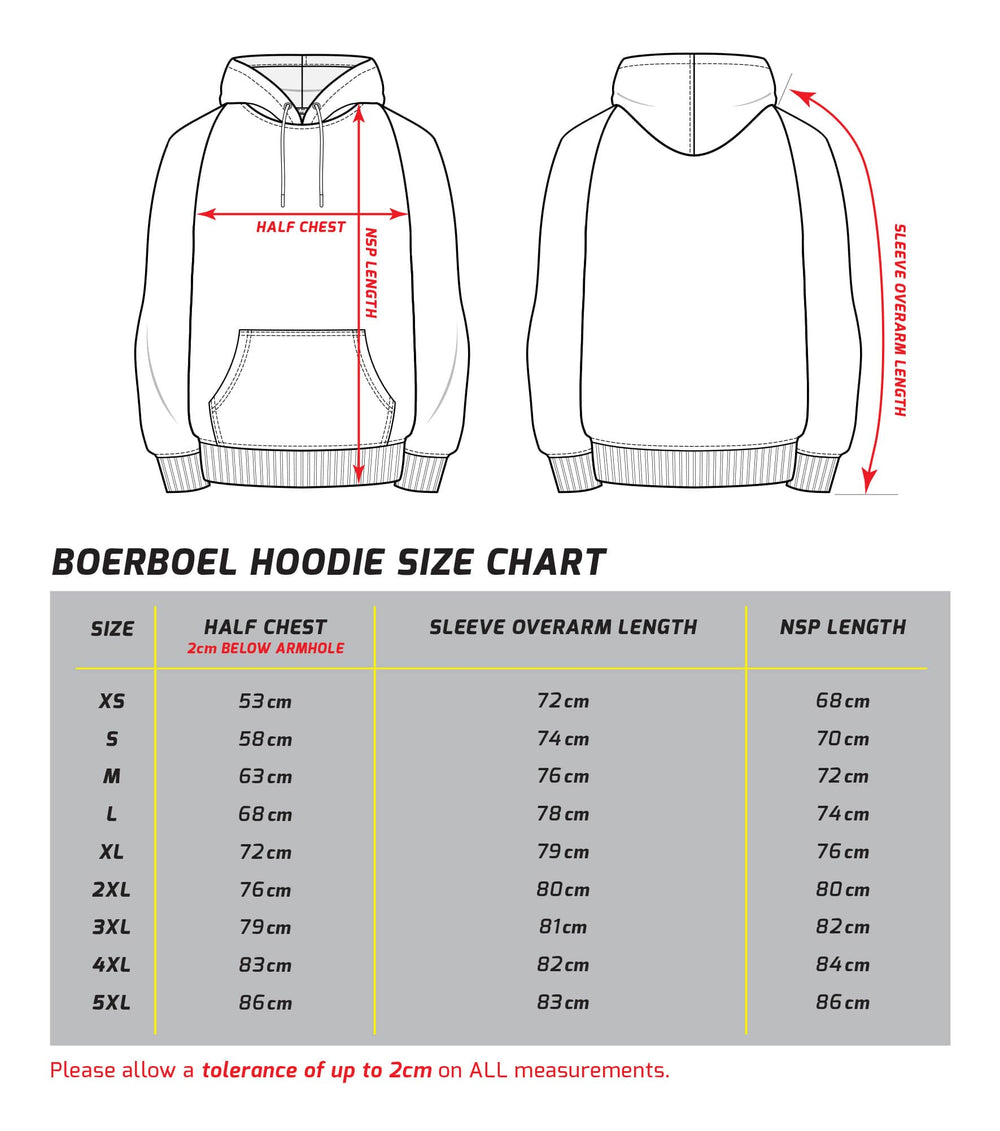 Men's Hoodie Size Chart