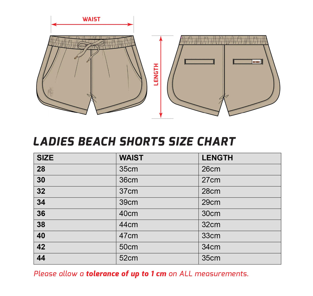 Ladies Beach Shorts Size Chart