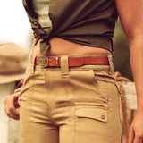 Ladies Tan Leather Belt (Brass Buckle Antique) image 1