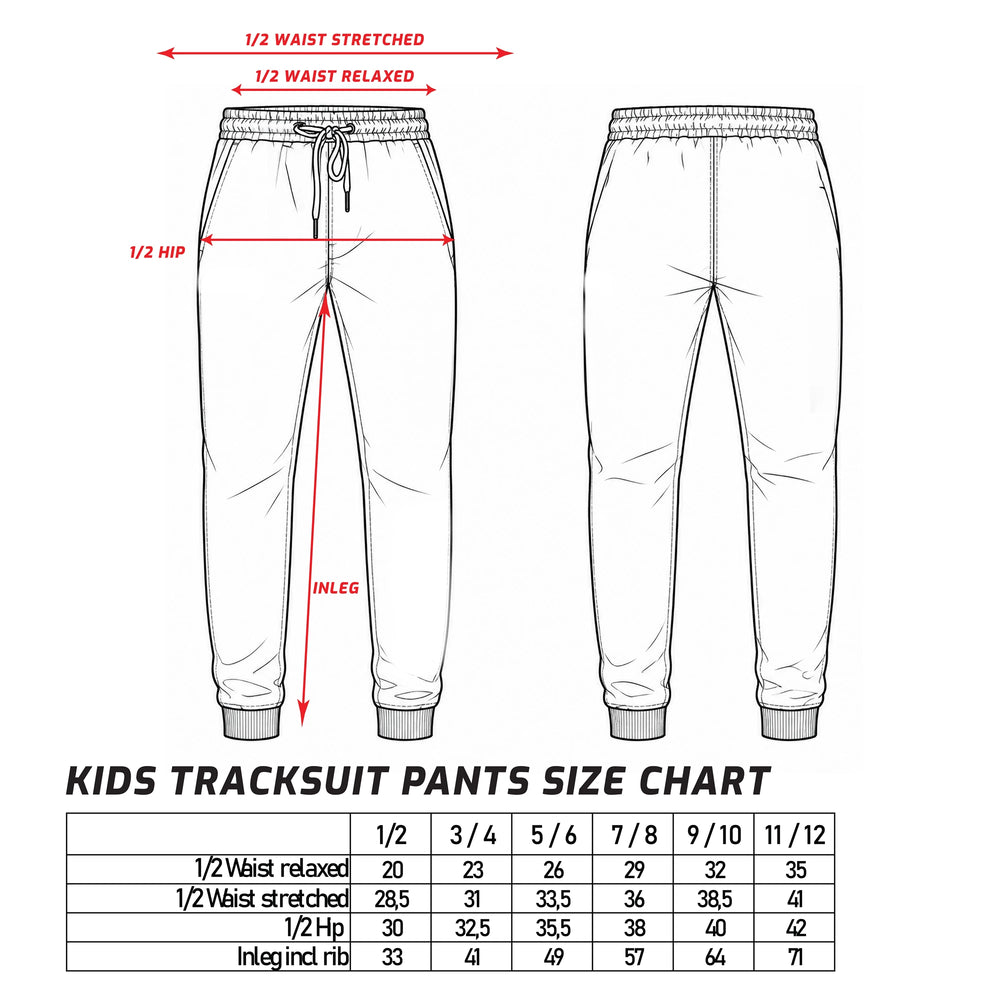 Kids Tracksuit Pants Size Chart