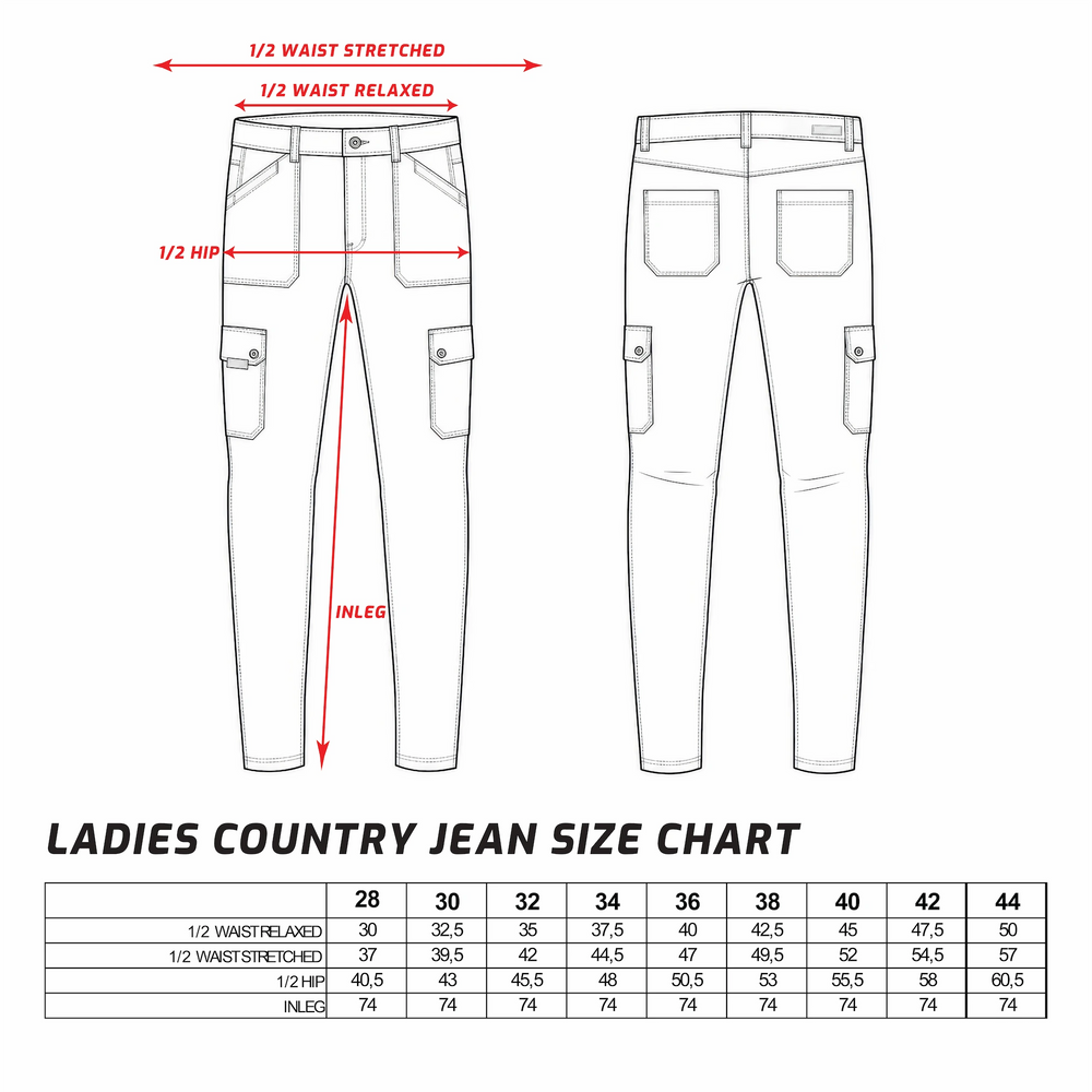 Ladies Country Jean Size Chart