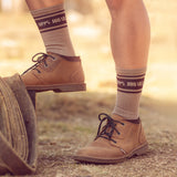 Men's Long Outdoor Cotton Sock Khaki &amp; Tobacco "Wys" image 1
