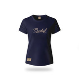 Ladies T-Shirt Metallic Puff Print Navy "Boerboel" image 0