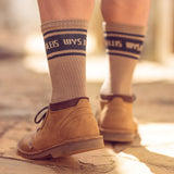 Ladies Long Outdoor Cotton Sock Khaki &amp; Charcoal "Wys" image 1